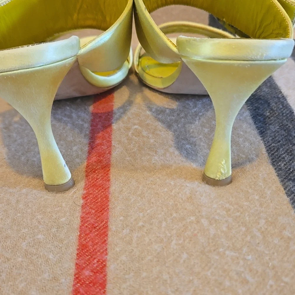 Manolo Blahnik Verda Sandal profi 105 Chartreuse 37 - Picture 5 of 13